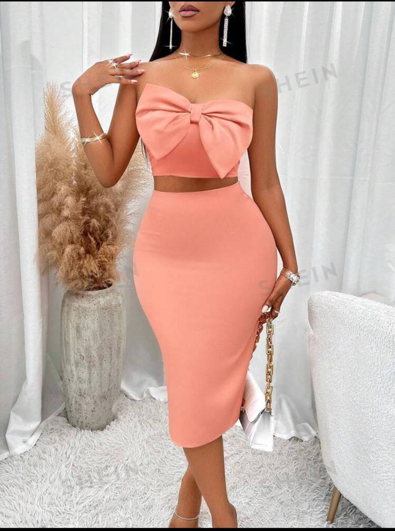 Slayr Big Bow Front Tube Top & Pencil Skirt