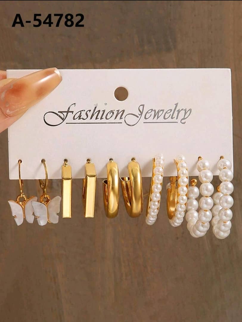 10-12pcs/Set Women Fashion Metal Multielement Resin Heart Butterfly Geometric Twisted Faux Pearl-Look Hoop Earrings, Great For Vacation, Party, Dating, Everyday Wear, Valentine's Day Gifts For Girlfriend, Family, Friends