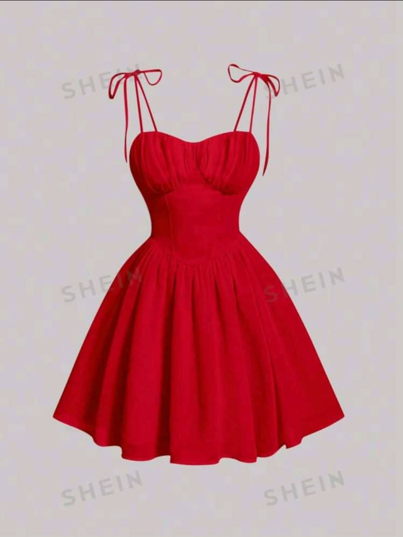 Red Date Night Bow Solid Ruched Bust Cami Dress