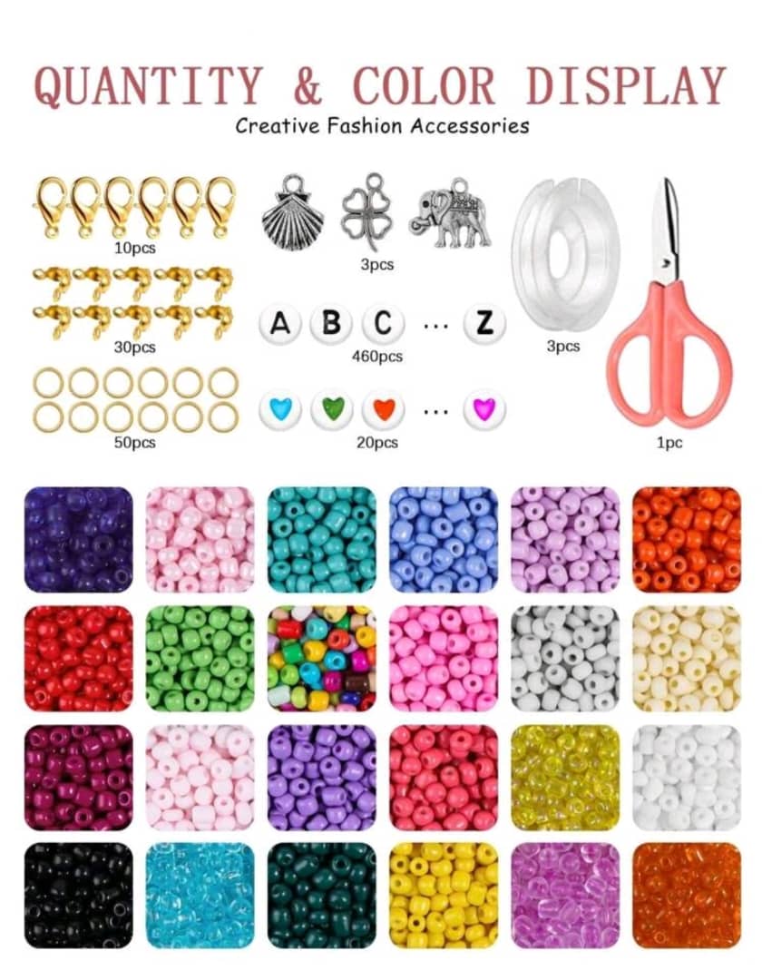 24 Colorful Glass Seed Bead Bracelet Jewelry Making Kit 3mm/4mm, Bead Assortment For Adult DIY Necklaces, Rings | Birthday Gift | Jewelry Crafted Gift