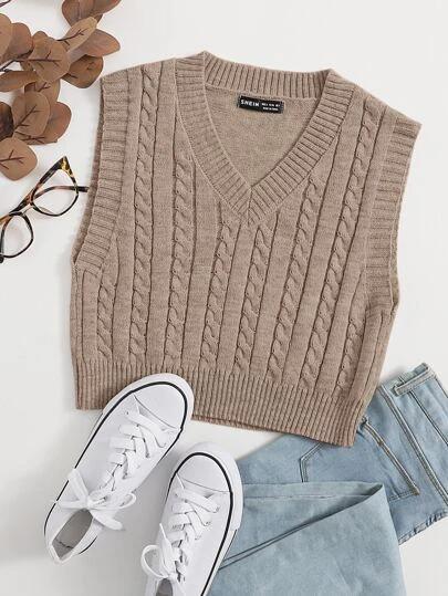 EZwear Cable Knit Sweater Vest