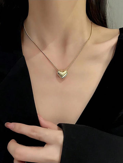 1pc Fashionable Big Heart Shaped Pendant Necklace Suitable For Women's Daily Wear