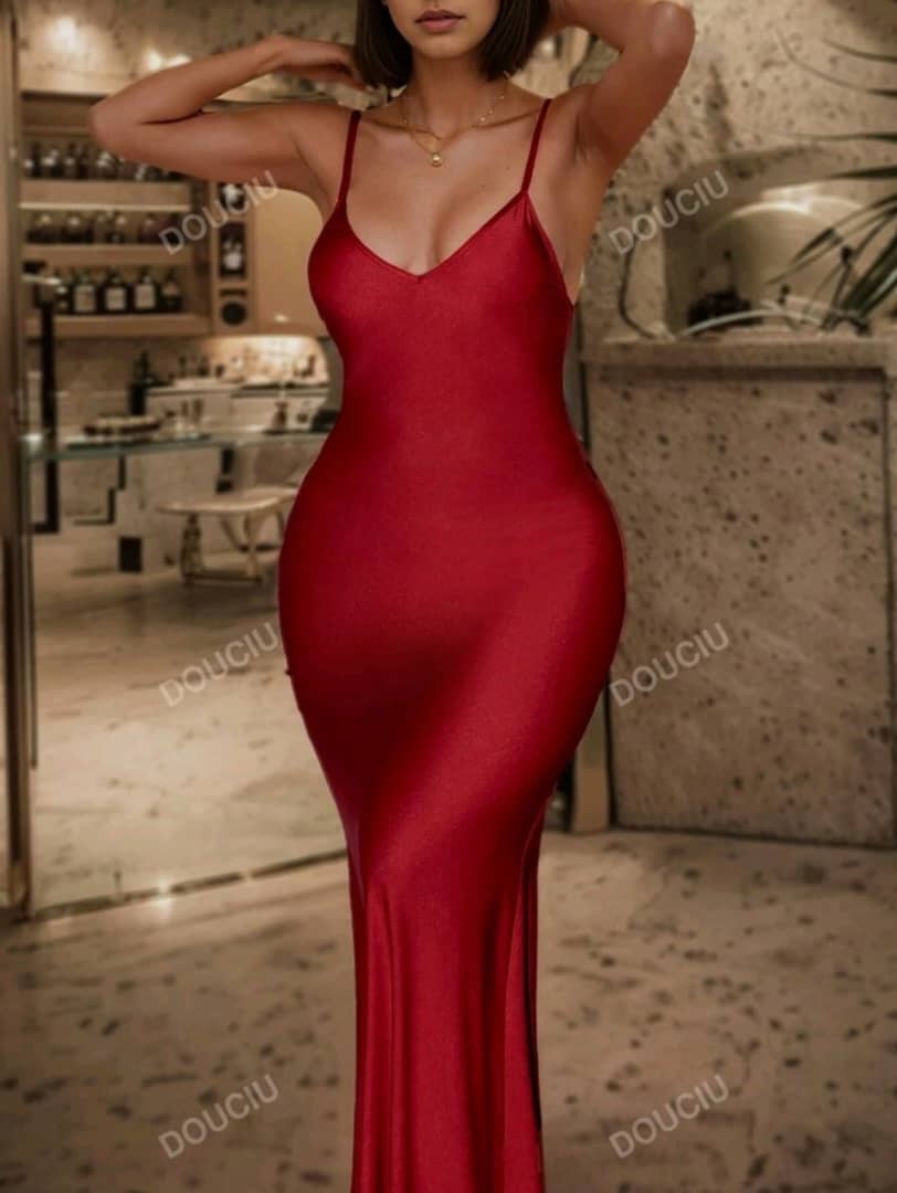 Solid Color Women's Backless Spaghetti Strap Dress