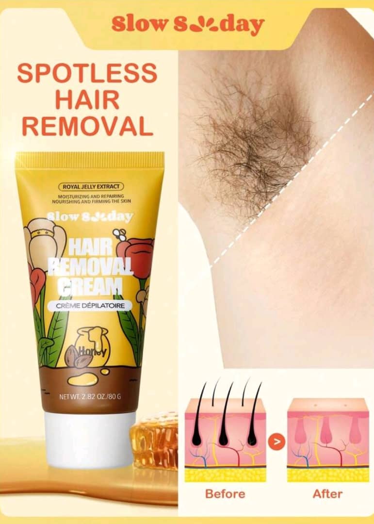 Slow Sunday Hair Removal Cream for Women, Hair Remover,Painless Flawless Depilatory Cream, Sensitive Formula Suitable for All Skin Types,Legs&Body,80g