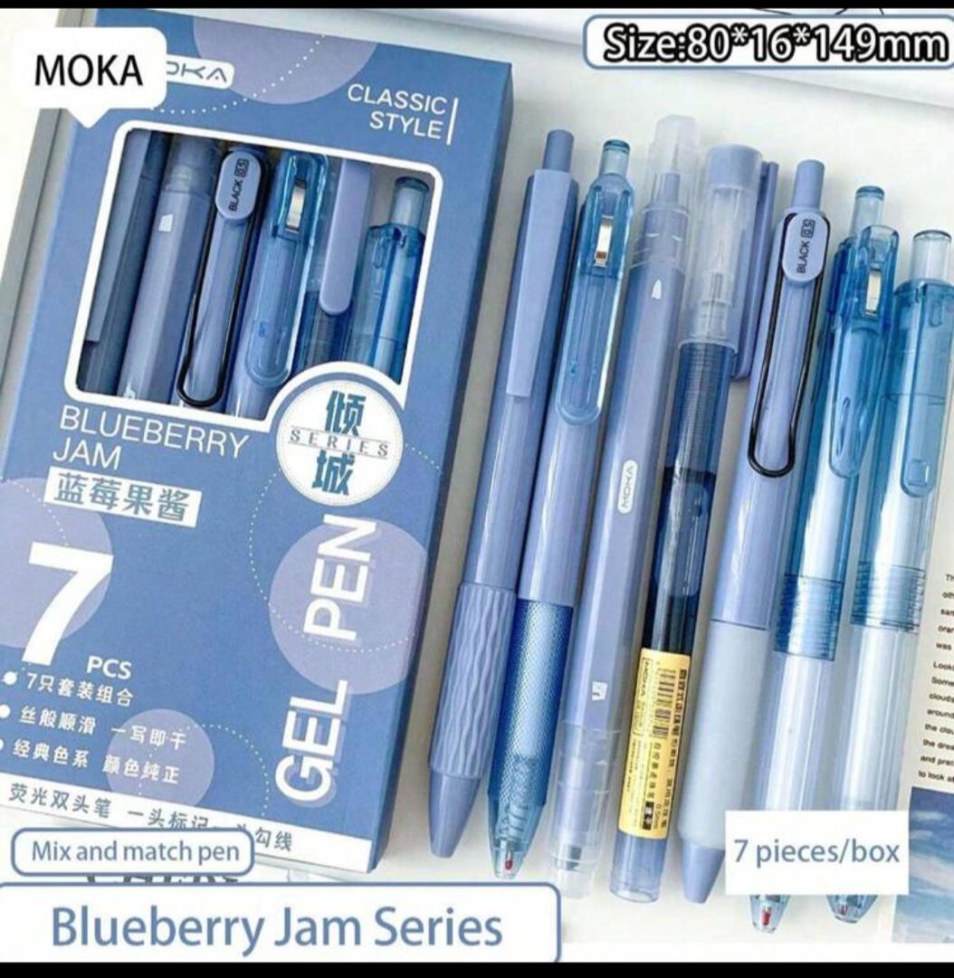 7pcs/Set High-Value Neutral Pen With Carbon Ink, Quick-Drying Ink And Convenient Push-Button Design, Specifically Designed For Brushing Through Questions