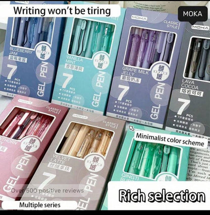 7pcs/Set High-Value Neutral Pen With Carbon Ink, Quick-Drying Ink And Convenient Push-Button Design, Specifically Designed For Brushing Through Questions