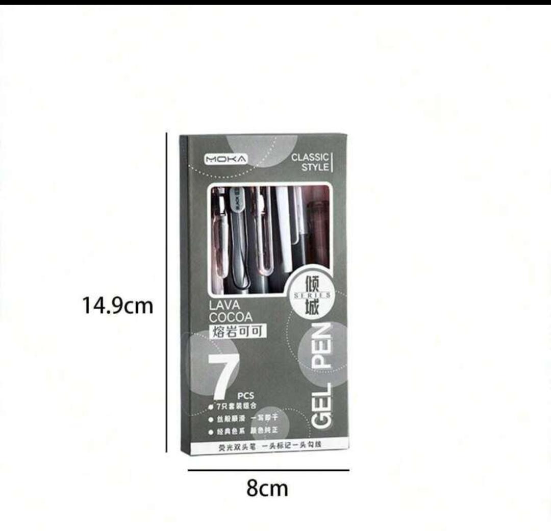 7pcs/Set High-Value Neutral Pen With Carbon Ink, Quick-Drying Ink And Convenient Push-Button Design, Specifically Designed For Brushing Through Questions