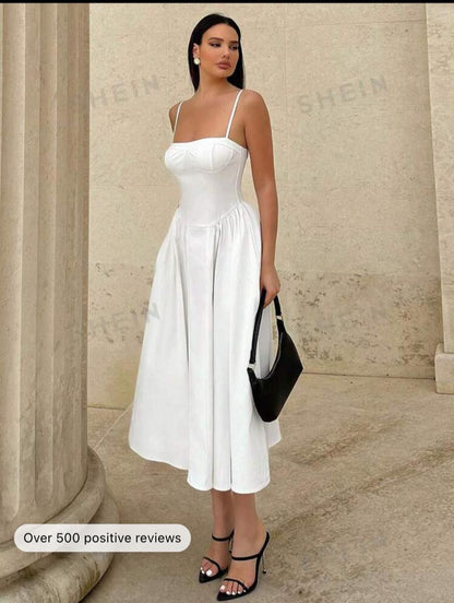 Essnce Spring/Summer Wedding Date White Wedding Spaghetti Strap A-Line Women Dress