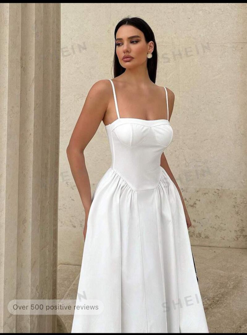 Essnce Spring/Summer Wedding Date White Wedding Spaghetti Strap A-Line Women Dress