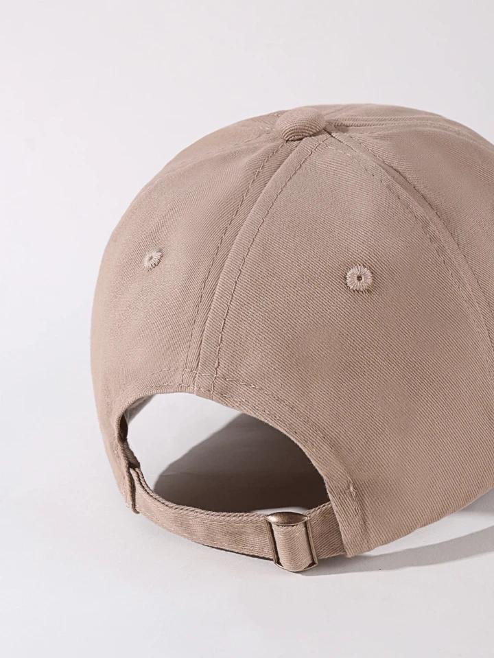 1pc Women's Khaki Smile Face Baseball Cap, Adjustable Size, Suitable For Daily Use