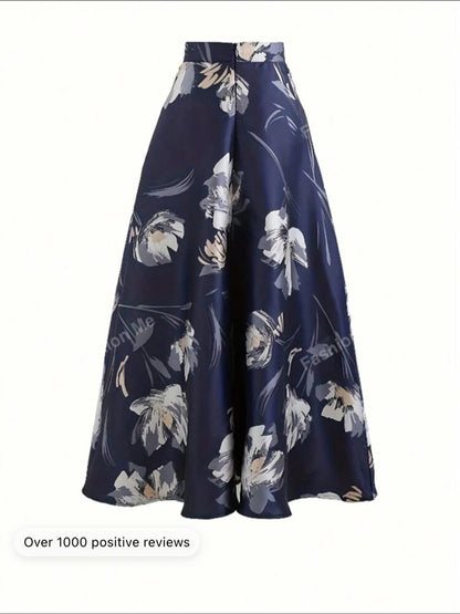 High Waist Mid-Length Printed Skirt In Spring And Summer