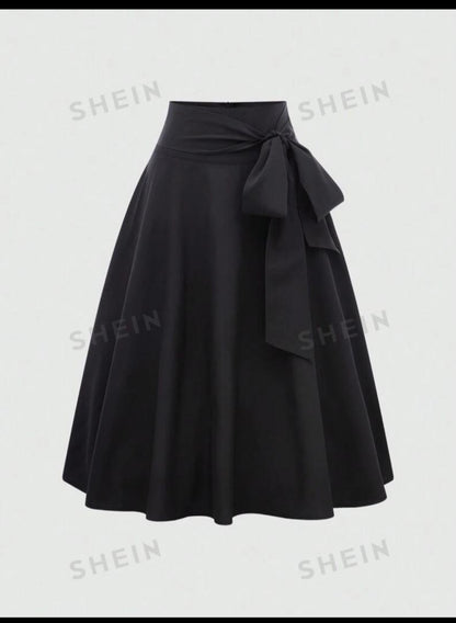 Essnce Ladies' Solid Color Side Tie Half-Length Skirt, Suitable For Spring And Summer