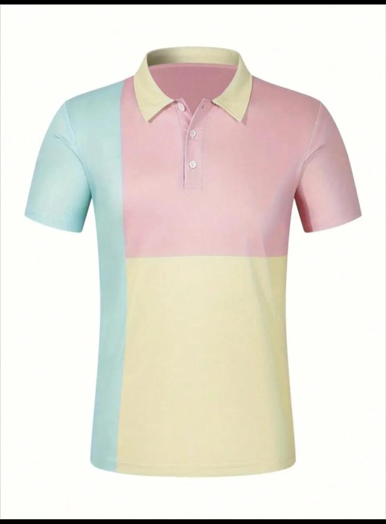 Manfinity Dauomo Men Button Color Block Polo Shirt For Summer