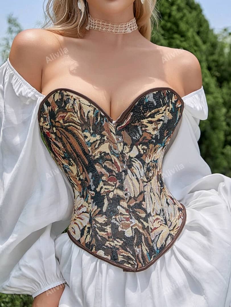 Women Retro Asymmetrical Printed Bustier Tops, Halloween