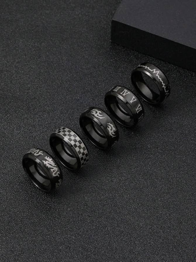 5 pcs Set Men Minimalist Ring For Daily Decoration For A Stylish Look