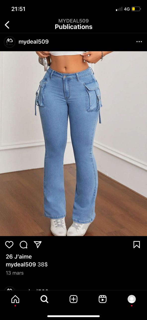 ICON Mid-Rise Flare Cargo Jeans With Pockets, Washed Denim