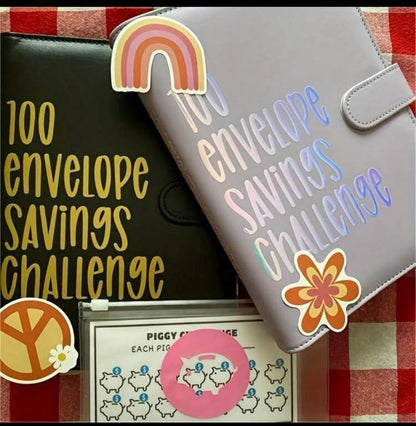 100 Envelope Challenge Binder Easy And Fun Way To Save $5,050 Savings Money Challenges Binder Budget Binder With Cash Notebook 25 Inner Pages Without Numbers And 1pc Digital Page, School Supplies, Back To School, Notebook, Libretas