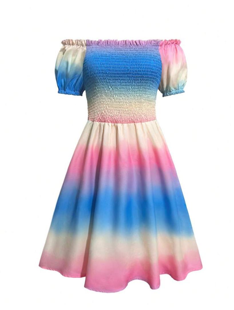 Fashionable Ombre Off-Shoulder Short Bodycon Dress