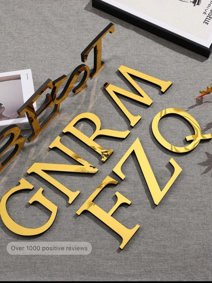 1pc 3d Acrylic Mirror Wall Sticker Letter