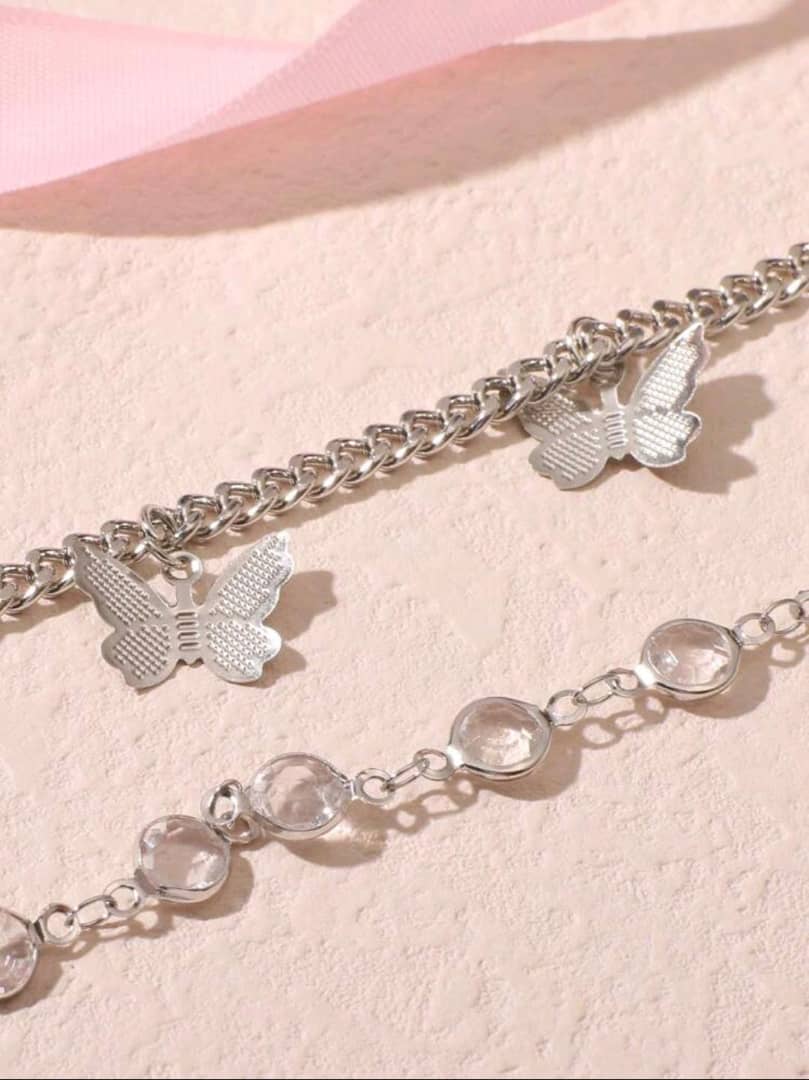 2pcs Butterfly Charm Anklet