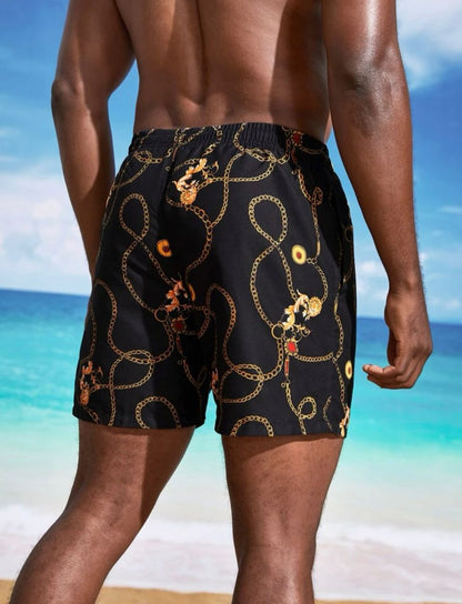 Manfinity Swimmode Men Chain Print Swim Trunks