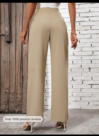 Privé Solid Tie Front Straight Leg Pants