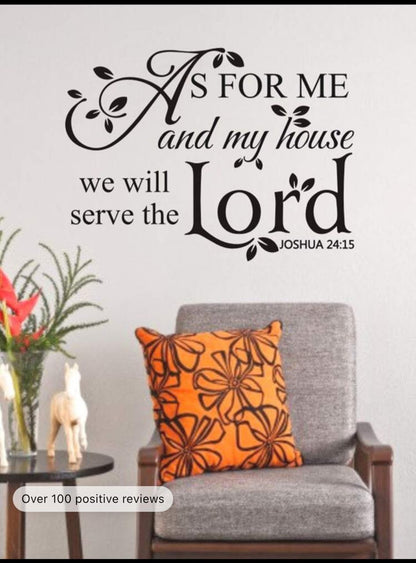 As for Me and My House We Will Serve The Lord , Quotes Wall Decals Home Lettering Vinyl Art Quotes Sticker