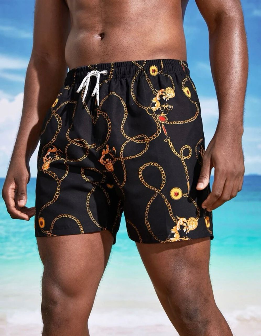 Manfinity Swimmode Men Chain Print Swim Trunks