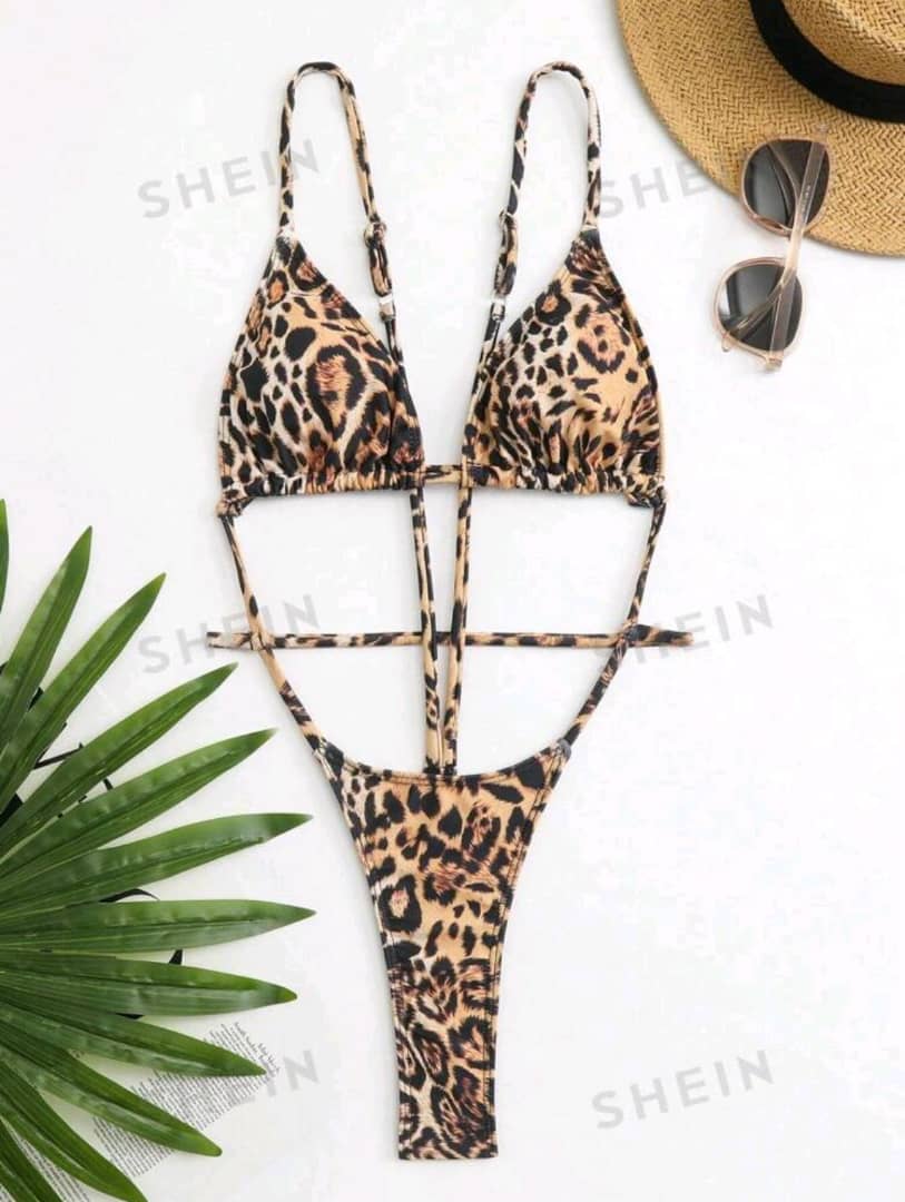 Swim SXY Summer Beach Leopard Print Backless One Piece Swimsuit