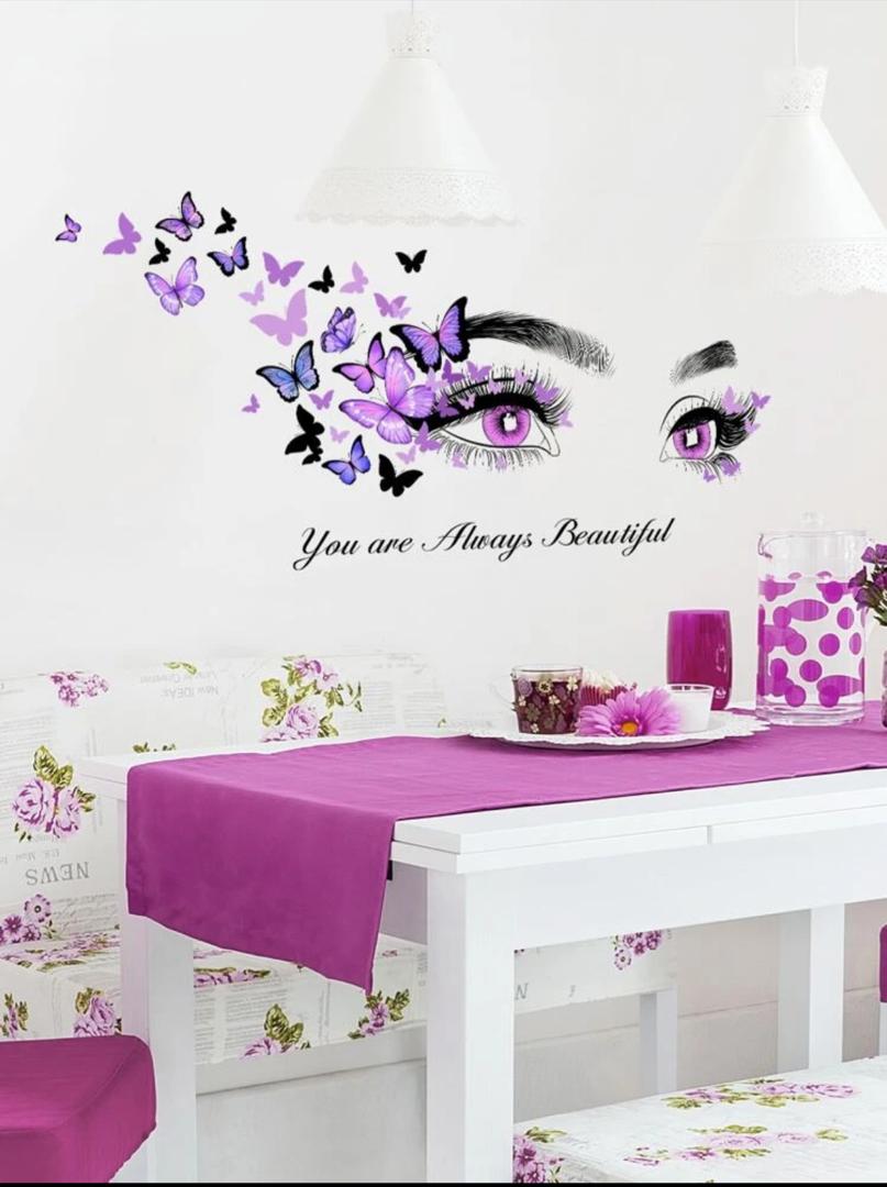 1pc Butterfly & Figure Graphic Wall Sticker, Modern Self Adhesive Wall Art Decal For Home decor