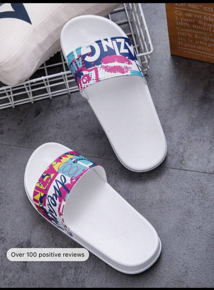 Women Plastic Slippers For Home, Fashionable Soft-Sole PVC Anti-Slip Flat Slides For Indoor/Outdoor/Beach Wear, Korean Style Couple Sandals