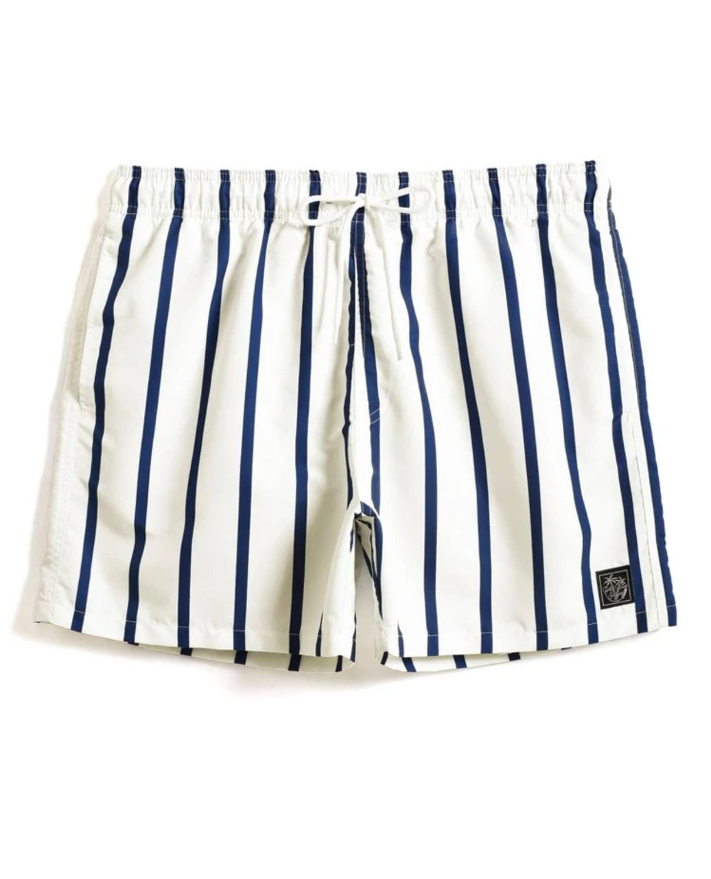 Name : Manfinity Swimmode Men Striped Print Letter Patched Detail Drawstring Waist Swim Trunks