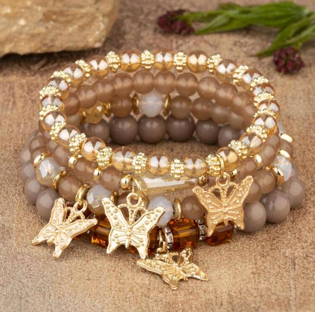 4pcs/set Butterfly Charm Beaded Bracelet