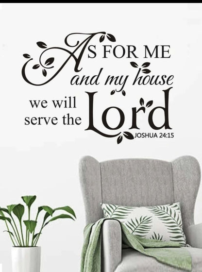 As for Me and My House We Will Serve The Lord , Quotes Wall Decals Home Lettering Vinyl Art Quotes Sticker