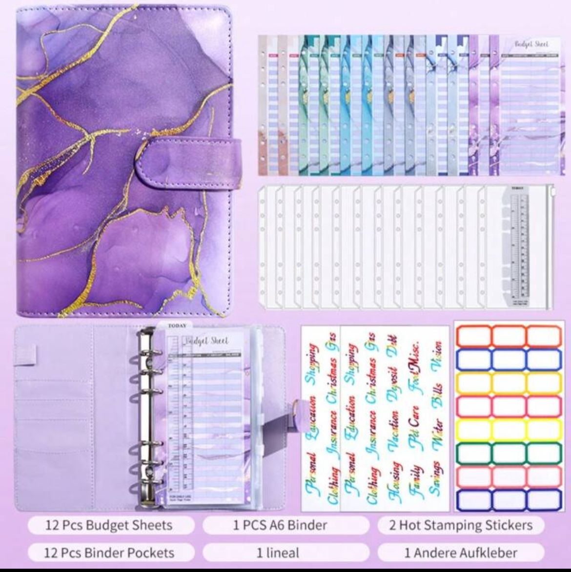 The New Cash Storage Plan For 2024 Can Meet Current Storage Needs, Equipped With 12 Zipper Pockets, 12 Month Schedule, 2 English Labels, 24 Grid Stickers, And A Ruler