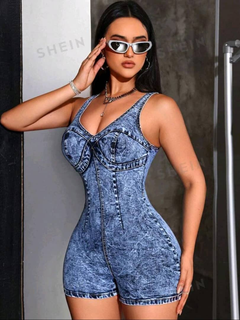 EZwear Women's Plain Daily Denim Overalls And Jumpsuits