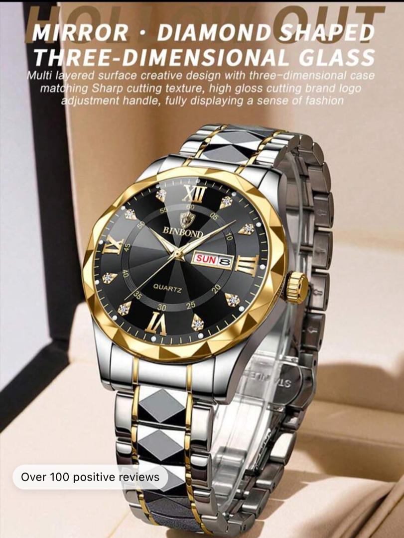 Fashionable Men's Watch, Luxury Stainless Steel Quartz Watch With Calendar And Night Light, Business Casual Wrist Watch Father