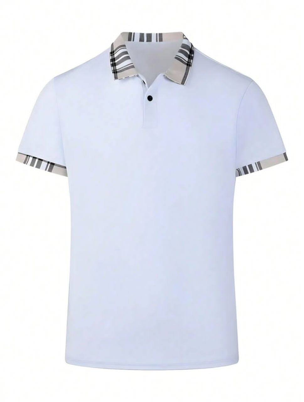 Manfinity Dauomo Plus Size Men's Striped Short Sleeve Casual/Work Polo Shirt