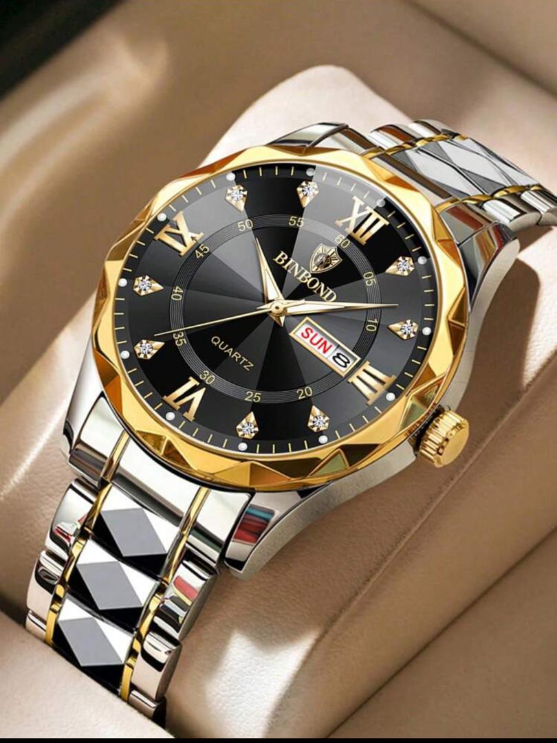 Fashionable Men's Watch, Luxury Stainless Steel Quartz Watch With Calendar And Night Light, Business Casual Wrist Watch Father