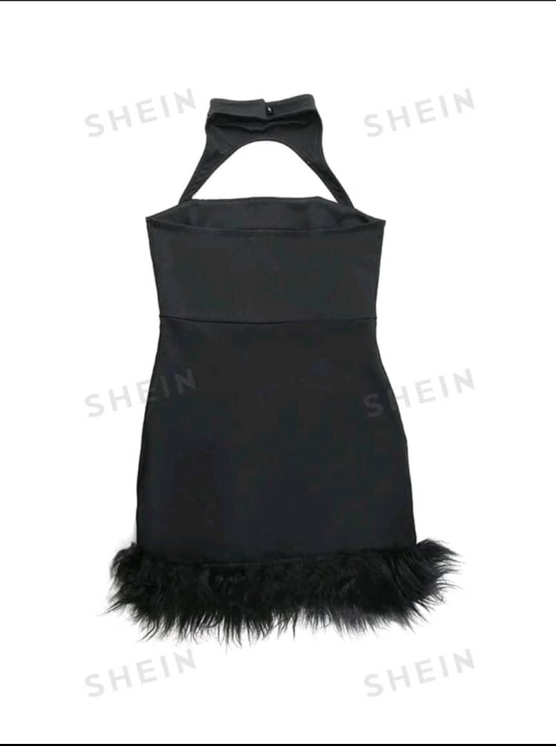 Slayr Ladies' Sexy Feather Trim Sleeveless Dress