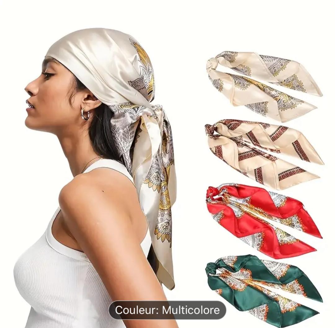 4 foulards carré en satin