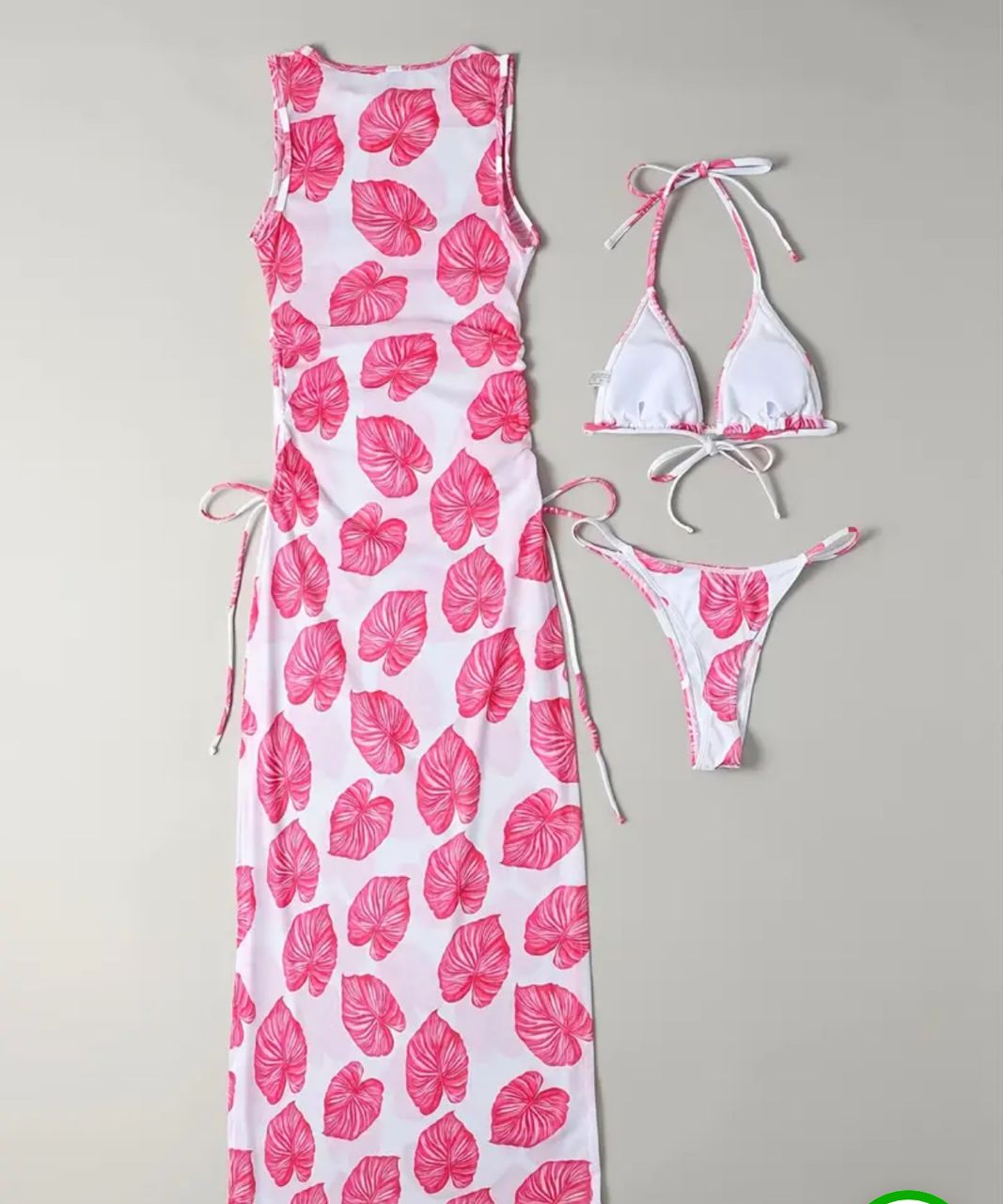 Ensemble de maillot de bain 3 pièces avec motif feuille