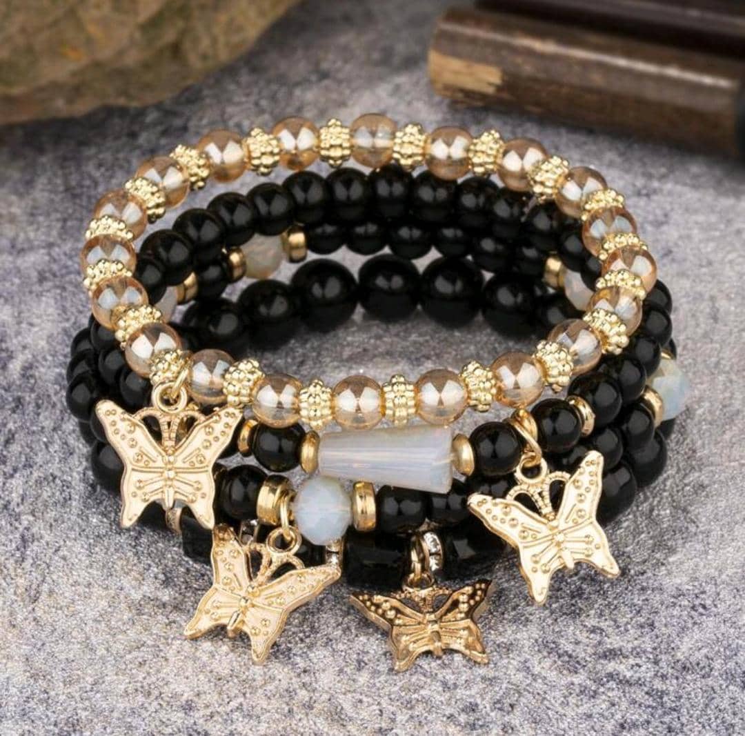 4pcs/set Butterfly Charm Beaded Bracelet