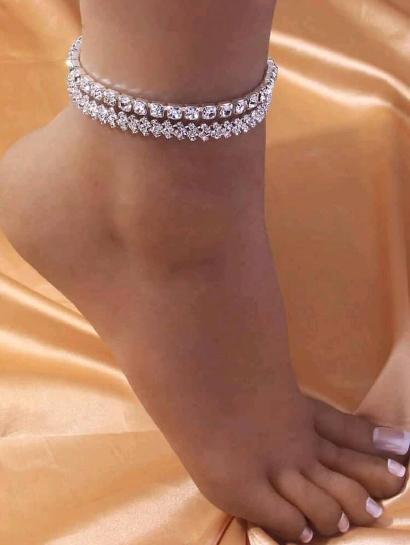 SXY 2pcs Rhinestone Decor Anklet