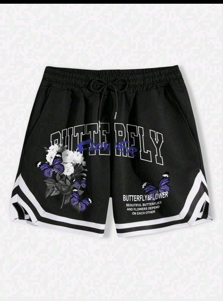 ROMWE Street Life Men's Slogan Printed Basketball Shorts, Suitable For Daily Wear In Spring And Summer