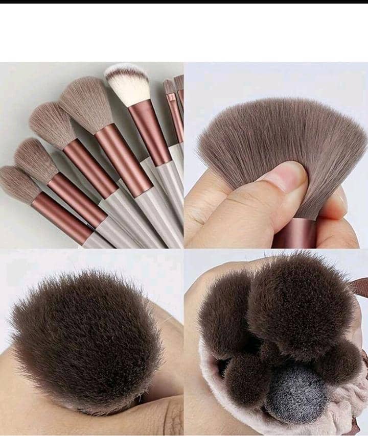 13Pcs Makeup Brush Set Soft Fluffy Professional Cosmetic Foundation Powder Eyeshadow Kabuki Blending Make Up Brush Beauty Tool With Bag Makeup Sponge Beauty Gift For Makeup Beginner Brown Random Color