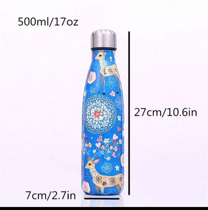 1pc 17oz Stainless Steel Double Walled Insulated Tumbler, Outdoor Sports Water Bottle With Cute Deer Print, Christmas/Halloween Gift, Reusable Soda Can, Travel Cup