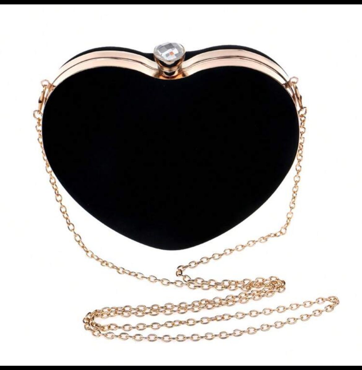 GLOIG Valentine's Day Women Gift Evening Bags Heart Rhinestones Clutch Small Pocket Money Handbags With Chain Shoulder Purse