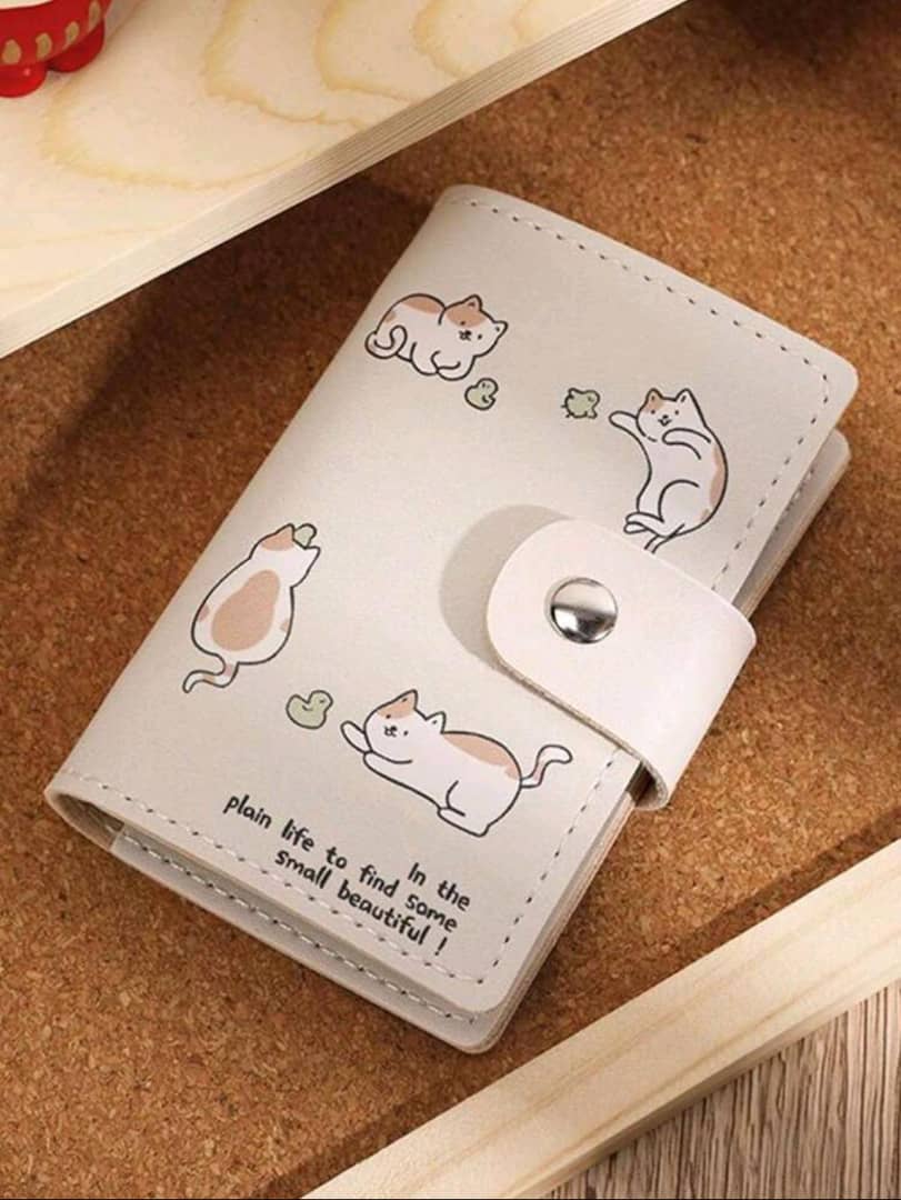 Simple Cartoon Cat Card Holder Wallet Cute Women Small Capacity ID Card Case High Capacity Multi Card Slot Cash Coin Pouch For Driver License