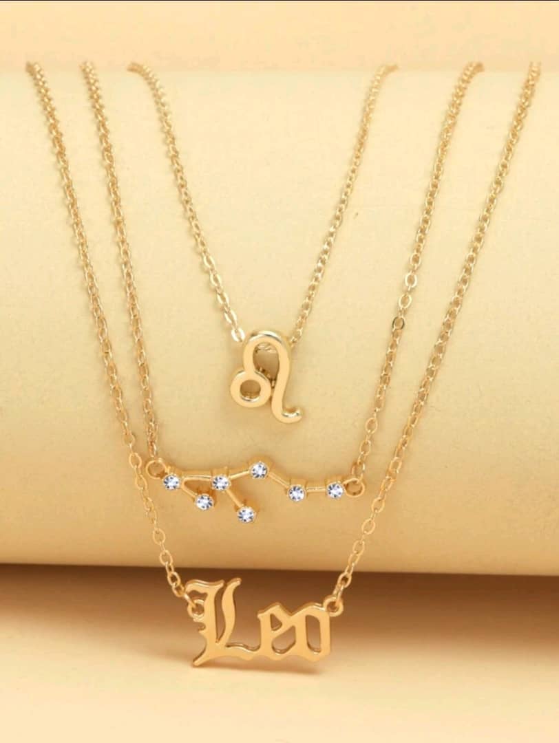 3pcs/Set Zodiac Sign Pendant Necklace With Constellation Card And Clavicle Chaine